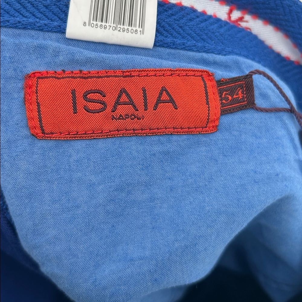 Isaia Napoli Slim Straight Fit Royal Blue Twill Cotton Jeans Eu 54 R - Picture 2 of 9